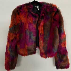 Faux Fur Colorful Coat